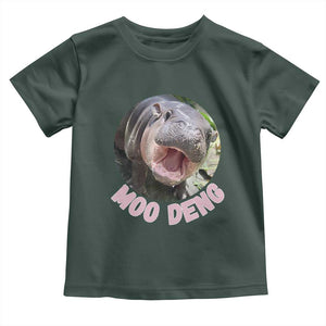 Baby Hippo Moo Deng Toddler T Shirt Cute Pygmy Hippopotamus Bouncy Pig TS02 Dark Forest Green Print Your Wear