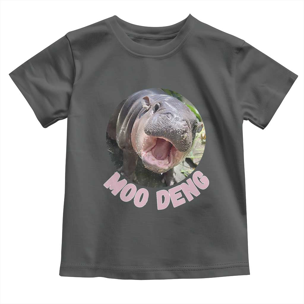 Baby Hippo Moo Deng Toddler T Shirt Cute Pygmy Hippopotamus Bouncy Pig TS02 Dark Heather Print Your Wear