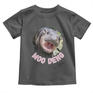 Baby Hippo Moo Deng Toddler T Shirt Cute Pygmy Hippopotamus Bouncy Pig TS02 Dark Heather Print Your Wear