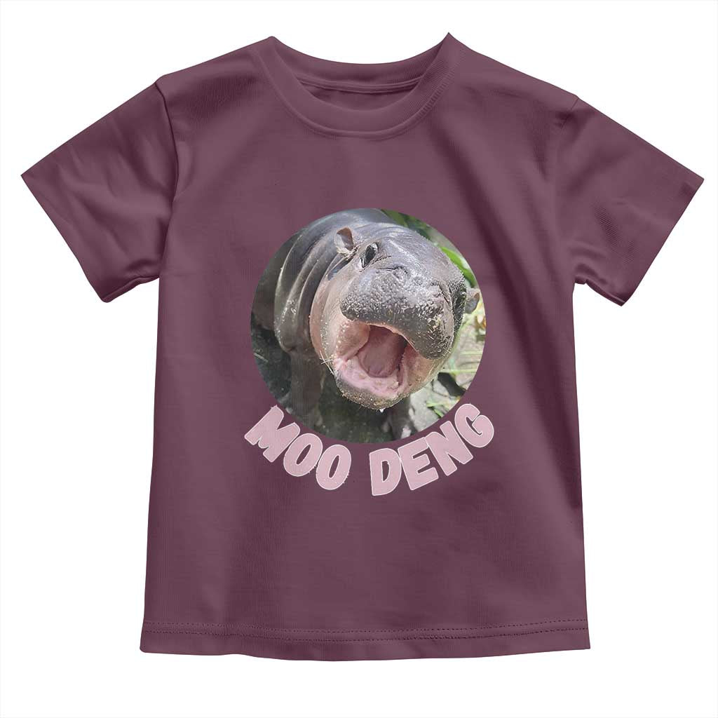 Baby Hippo Moo Deng Toddler T Shirt Cute Pygmy Hippopotamus Bouncy Pig TS02 Maroon Print Your Wear