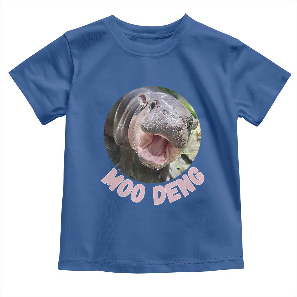 Baby Hippo Moo Deng Toddler T Shirt Cute Pygmy Hippopotamus Bouncy Pig TS02 Royal Blue Print Your Wear