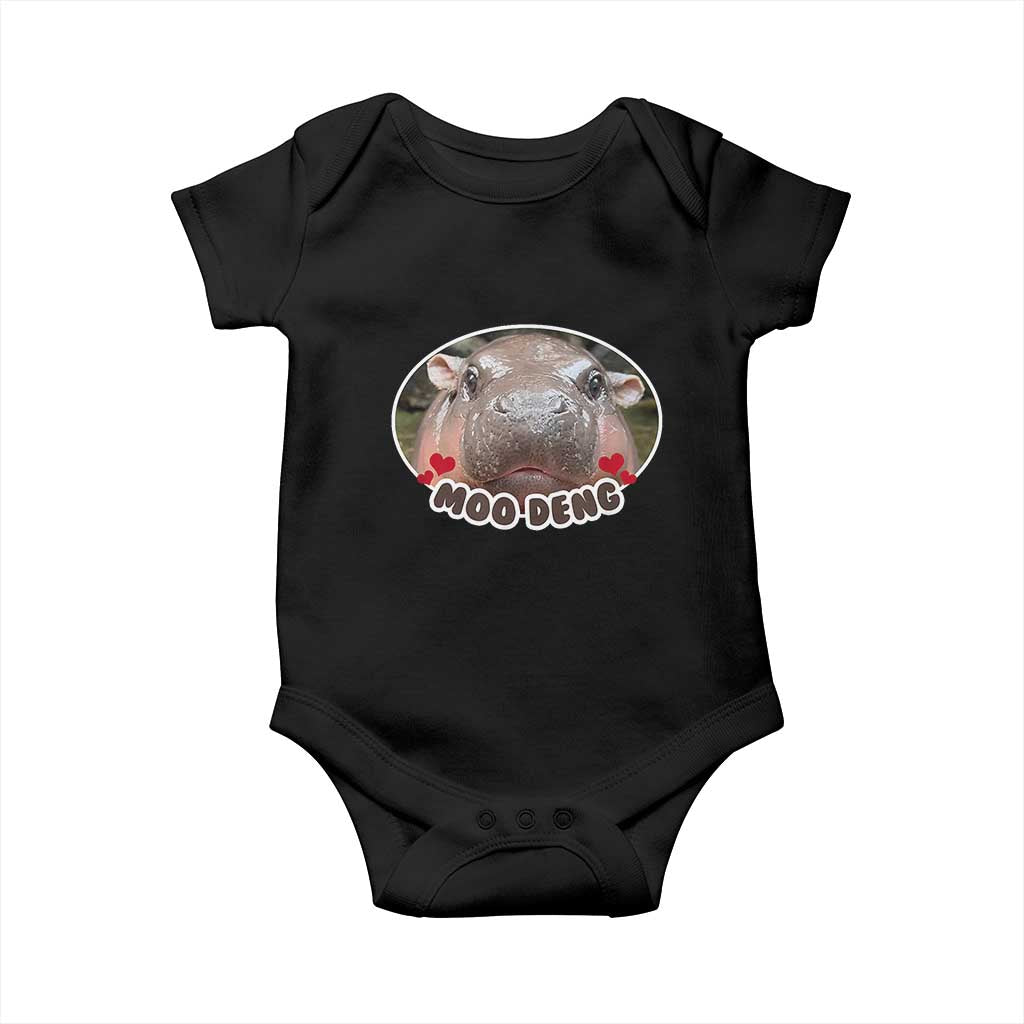 Baby Hippo Moo Deng Baby Onesie Cute Pygmy Hippopotamus Meme TS02 Black Print Your Wear