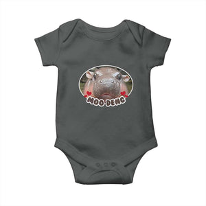 Baby Hippo Moo Deng Baby Onesie Cute Pygmy Hippopotamus Meme TS02 Dark Heather Print Your Wear