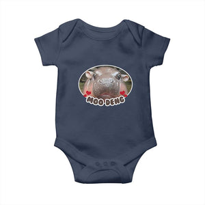 Baby Hippo Moo Deng Baby Onesie Cute Pygmy Hippopotamus Meme TS02 Navy Print Your Wear