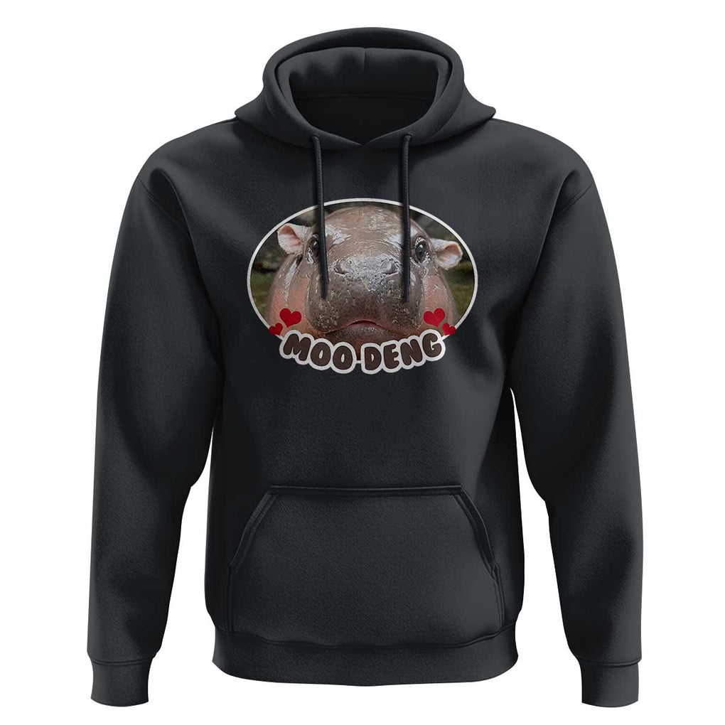 Baby Hippo Moo Deng Hoodie Cute Pygmy Hippopotamus Meme TS02 Black Print Your Wear