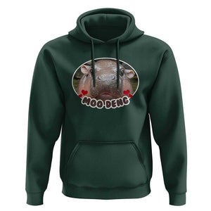 Baby Hippo Moo Deng Hoodie Cute Pygmy Hippopotamus Meme TS02 Dark Forest Green Print Your Wear