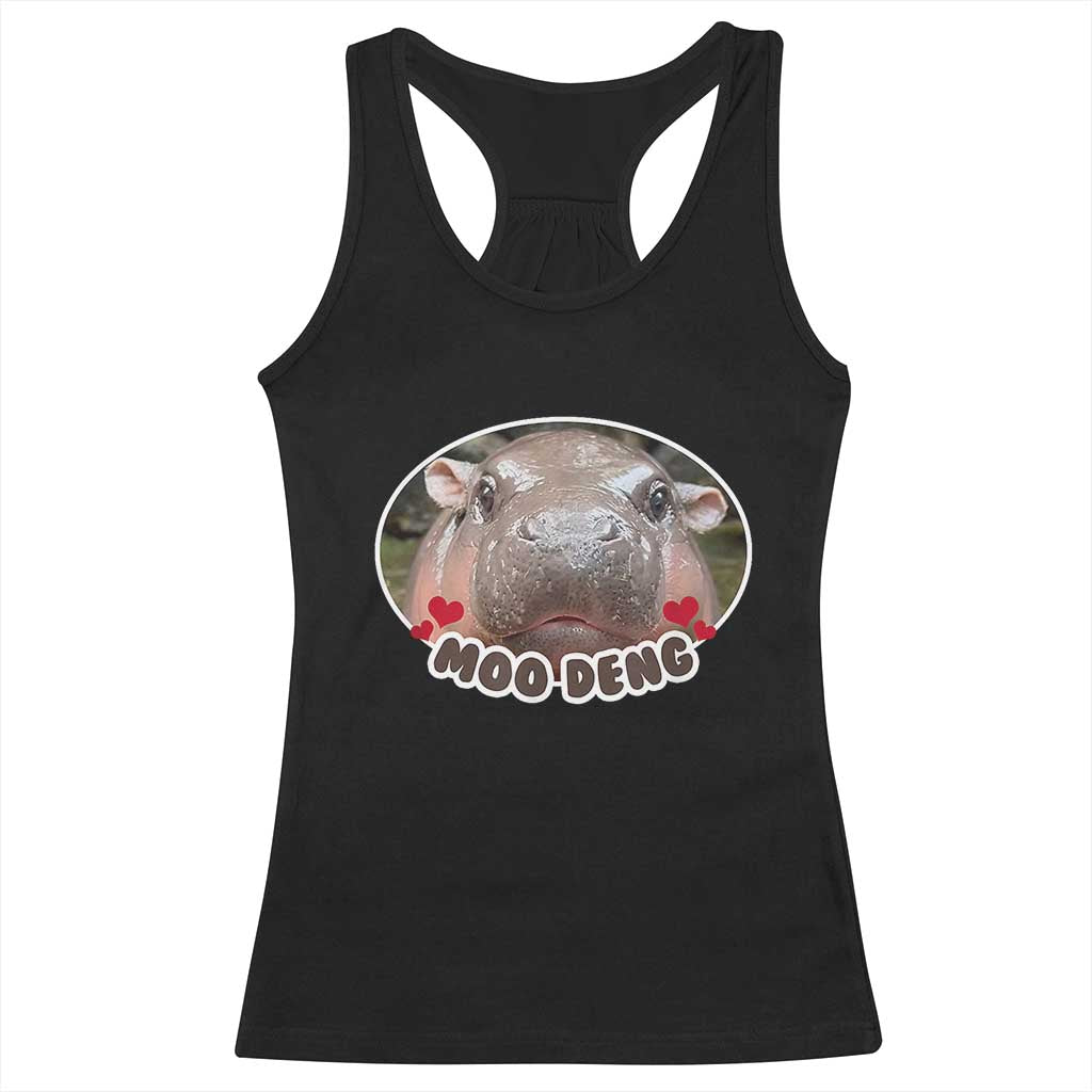 Baby Hippo Moo Deng Racerback Tank Top Cute Pygmy Hippopotamus Meme TS02 Black Print Your Wear
