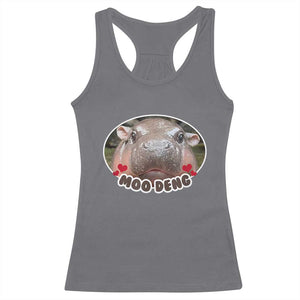 Baby Hippo Moo Deng Racerback Tank Top Cute Pygmy Hippopotamus Meme TS02 Charcoal Print Your Wear