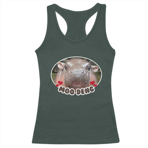 Baby Hippo Moo Deng Racerback Tank Top Cute Pygmy Hippopotamus Meme TS02 Dark Forest Green Print Your Wear