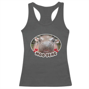 Baby Hippo Moo Deng Racerback Tank Top Cute Pygmy Hippopotamus Meme TS02 Dark Heather Print Your Wear