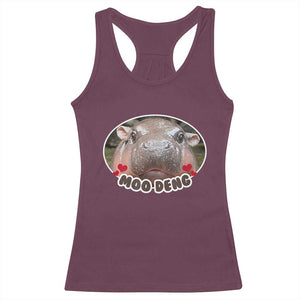 Baby Hippo Moo Deng Racerback Tank Top Cute Pygmy Hippopotamus Meme TS02 Maroon Print Your Wear