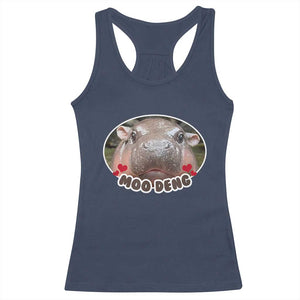 Baby Hippo Moo Deng Racerback Tank Top Cute Pygmy Hippopotamus Meme TS02 Navy Print Your Wear