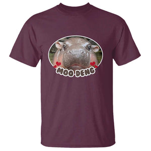 Baby Hippo Moo Deng T Shirt Cute Pygmy Hippopotamus Meme TS02 Maroon Print Your Wear