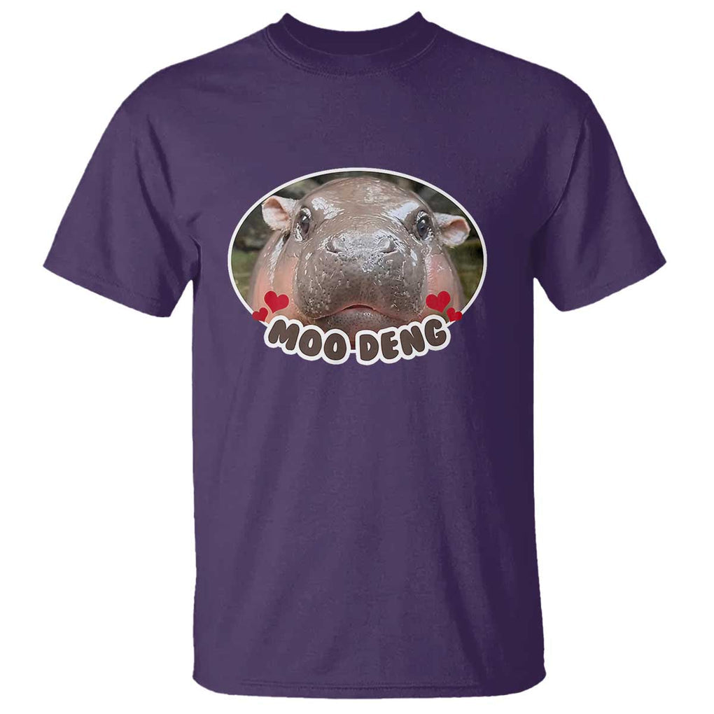Baby Hippo Moo Deng T Shirt Cute Pygmy Hippopotamus Meme TS02 Purple Print Your Wear