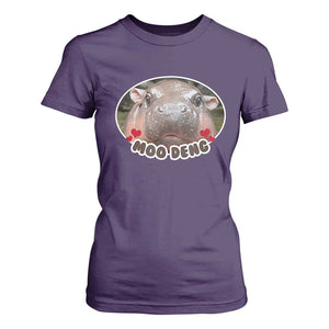 Baby Hippo Moo Deng T Shirt For Women Cute Pygmy Hippopotamus Meme TS02 Purple Print Your Wear