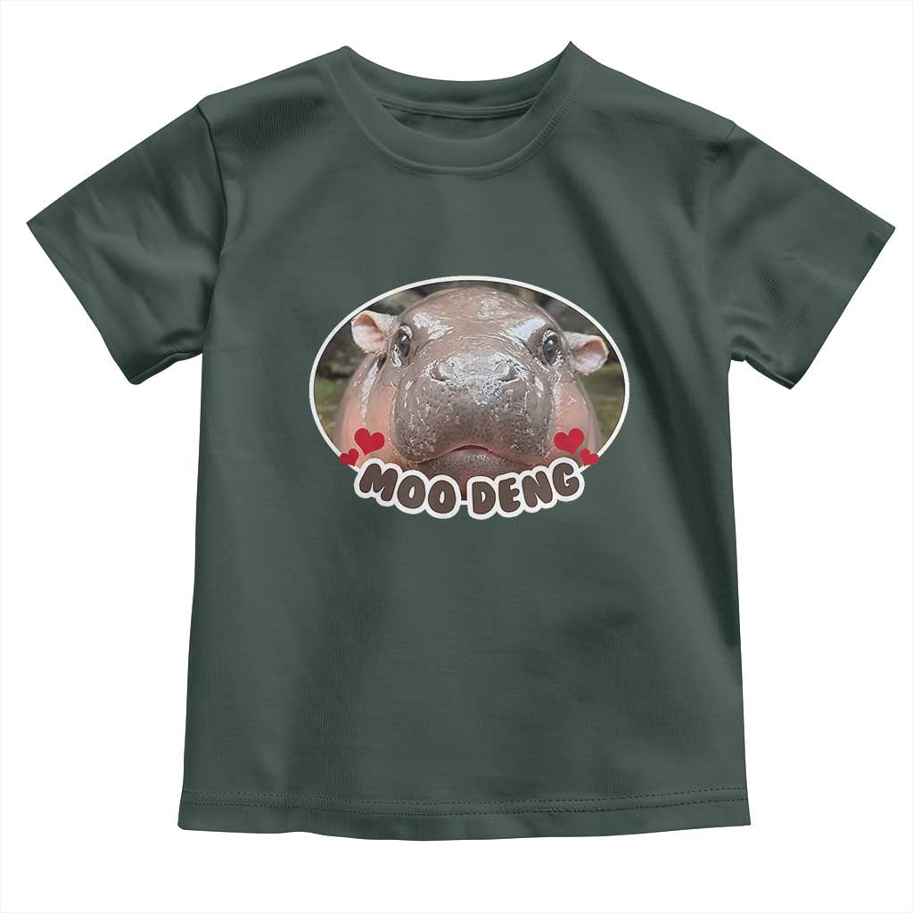 Baby Hippo Moo Deng Toddler T Shirt Cute Pygmy Hippopotamus Meme TS02 Dark Forest Green Print Your Wear