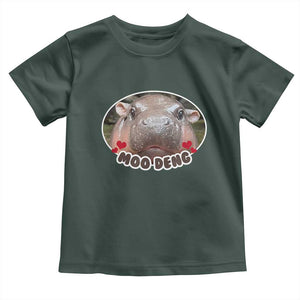 Baby Hippo Moo Deng Toddler T Shirt Cute Pygmy Hippopotamus Meme TS02 Dark Forest Green Print Your Wear