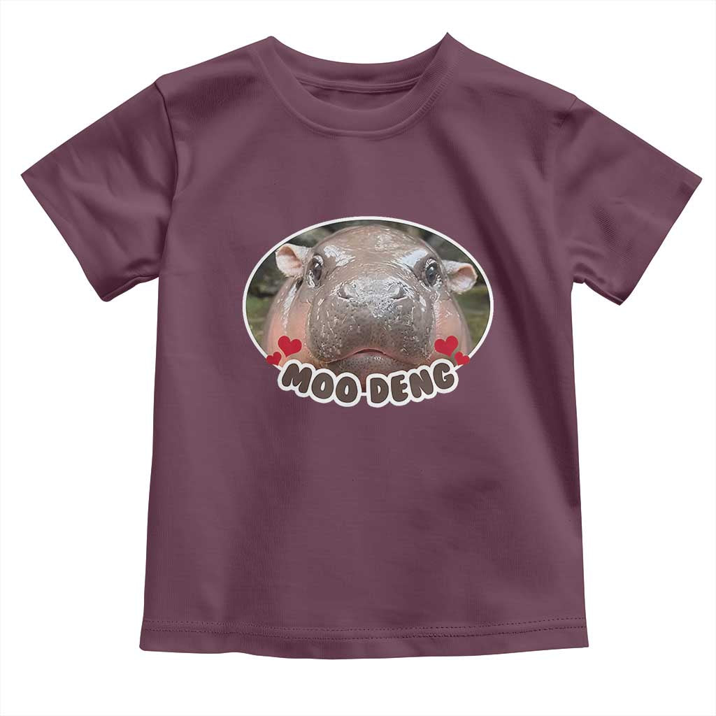 Baby Hippo Moo Deng Toddler T Shirt Cute Pygmy Hippopotamus Meme TS02 Maroon Print Your Wear