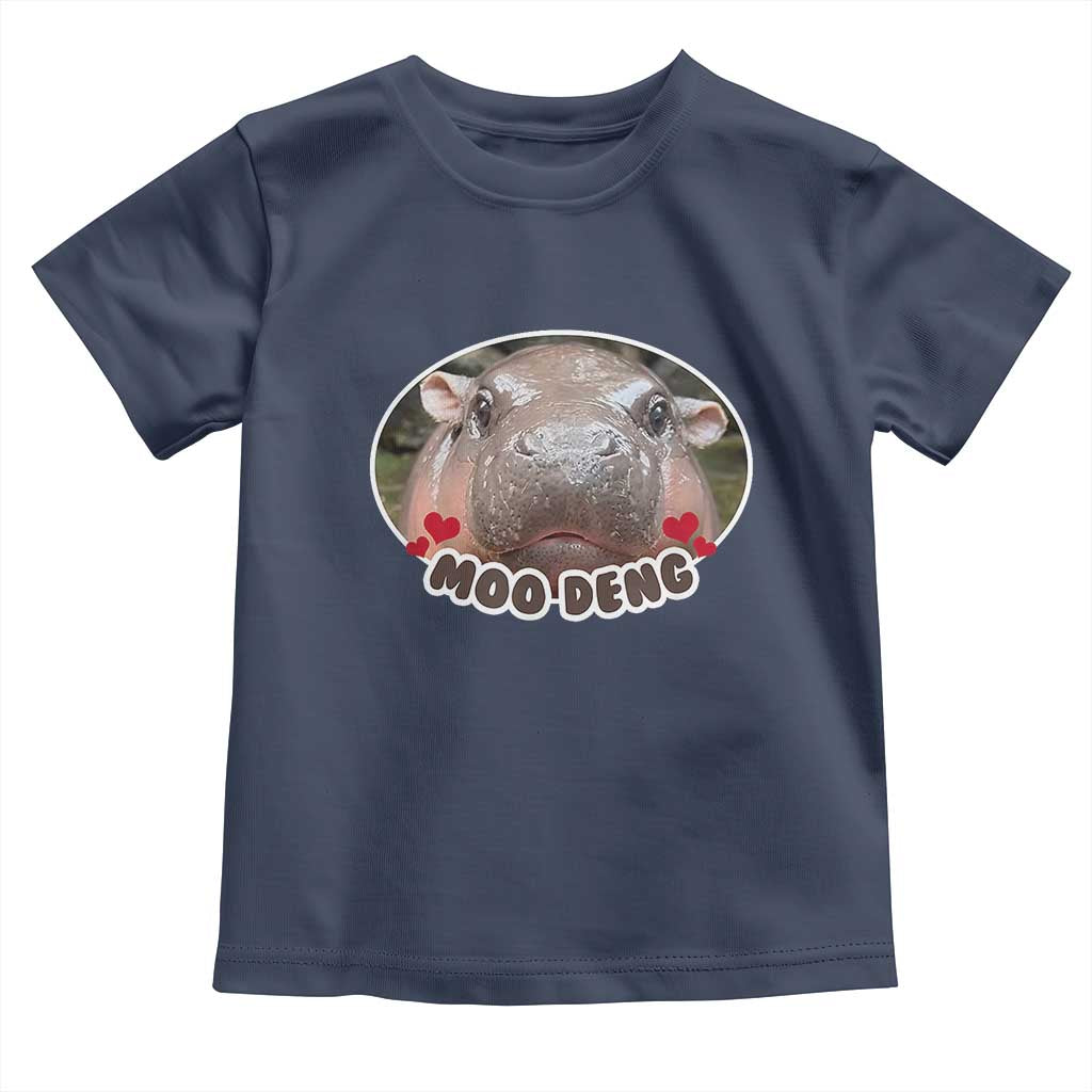 Baby Hippo Moo Deng Toddler T Shirt Cute Pygmy Hippopotamus Meme TS02 Navy Print Your Wear