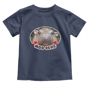Baby Hippo Moo Deng Toddler T Shirt Cute Pygmy Hippopotamus Meme TS02 Navy Print Your Wear
