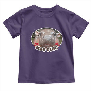 Baby Hippo Moo Deng Toddler T Shirt Cute Pygmy Hippopotamus Meme TS02 Purple Print Your Wear