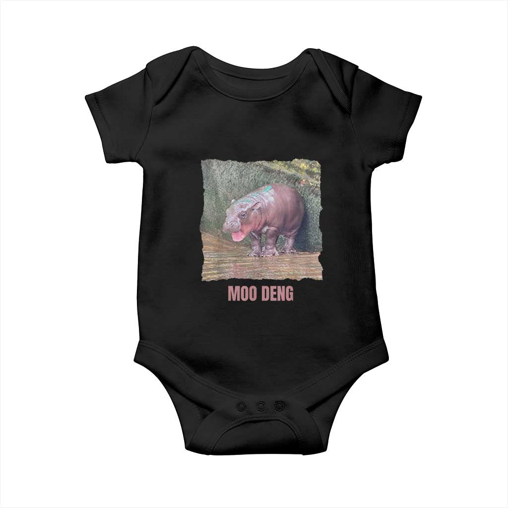 Baby Hippo Moo Deng Baby Onesie Cute Pygmy Hippopotamus In Thai TS02 Black Print Your Wear