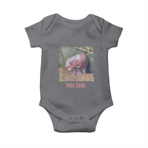 Baby Hippo Moo Deng Baby Onesie Cute Pygmy Hippopotamus In Thai TS02 Charcoal Print Your Wear