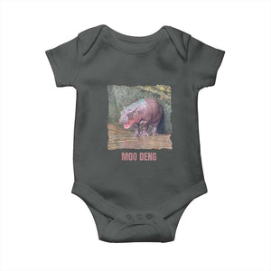 Baby Hippo Moo Deng Baby Onesie Cute Pygmy Hippopotamus In Thai TS02 Dark Heather Print Your Wear