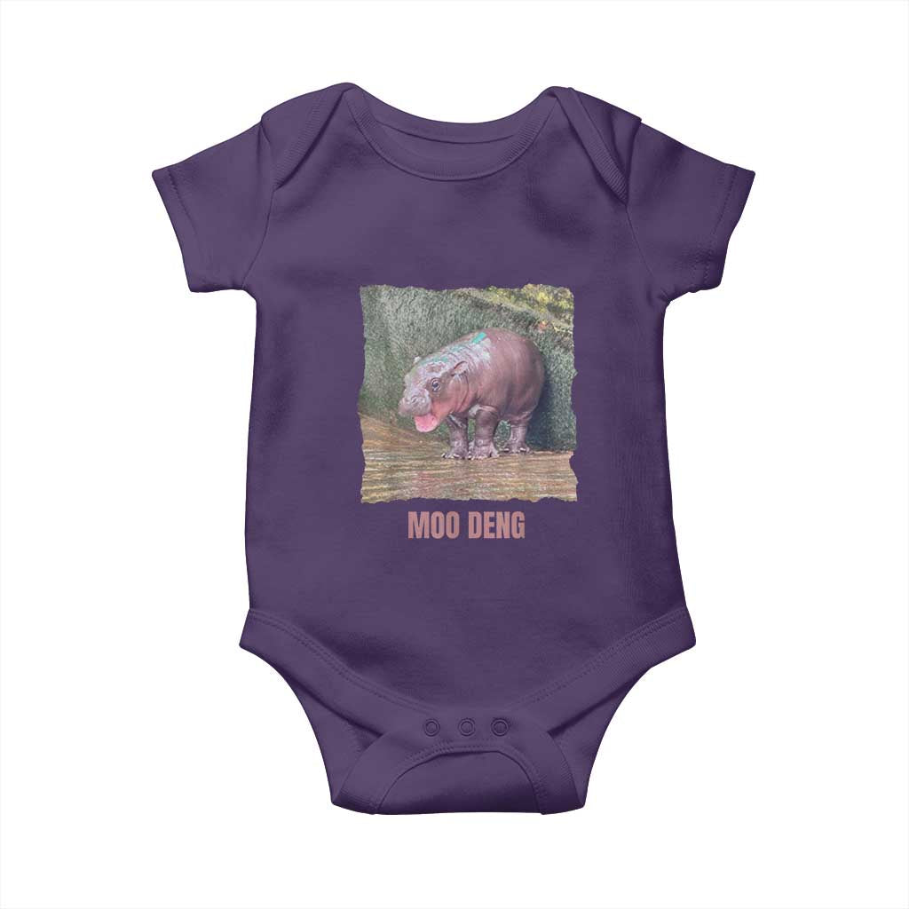 Baby Hippo Moo Deng Baby Onesie Cute Pygmy Hippopotamus In Thai TS02 Purple Print Your Wear