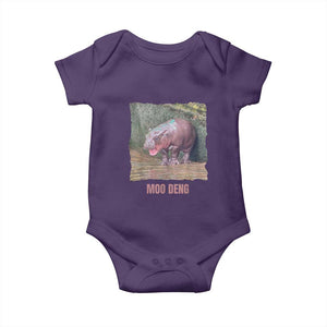 Baby Hippo Moo Deng Baby Onesie Cute Pygmy Hippopotamus In Thai TS02 Purple Print Your Wear
