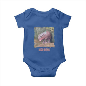 Baby Hippo Moo Deng Baby Onesie Cute Pygmy Hippopotamus In Thai TS02 Royal Blue Print Your Wear