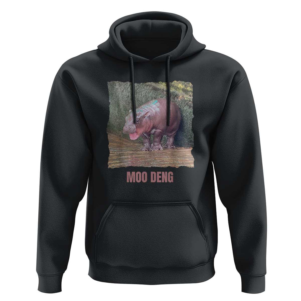 Baby Hippo Moo Deng Hoodie Cute Pygmy Hippopotamus In Thai TS02 Black Print Your Wear