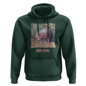 Baby Hippo Moo Deng Hoodie Cute Pygmy Hippopotamus In Thai TS02 Dark Forest Green Print Your Wear