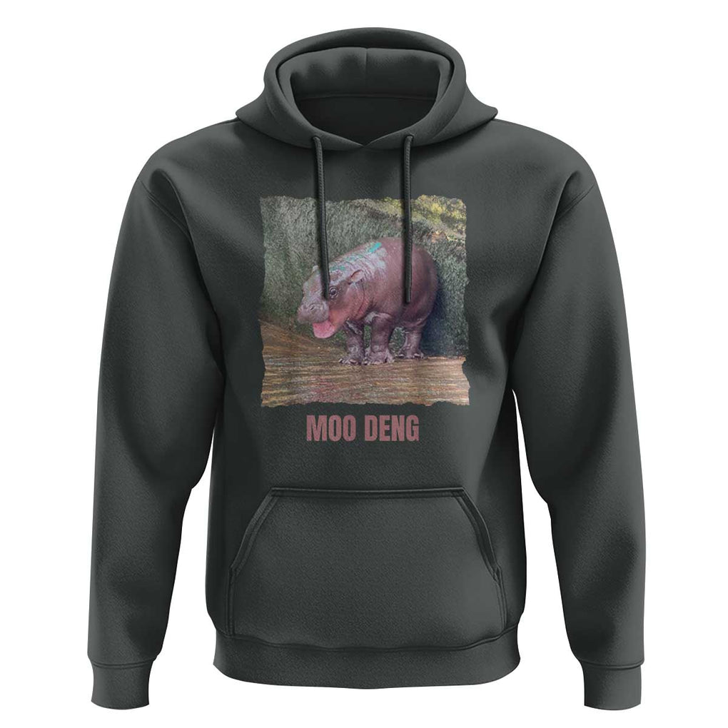 Baby Hippo Moo Deng Hoodie Cute Pygmy Hippopotamus In Thai TS02 Dark Heather Print Your Wear