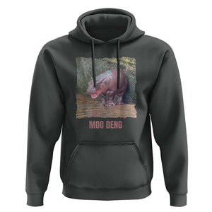 Baby Hippo Moo Deng Hoodie Cute Pygmy Hippopotamus In Thai TS02 Dark Heather Print Your Wear