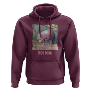 Baby Hippo Moo Deng Hoodie Cute Pygmy Hippopotamus In Thai TS02 Maroon Print Your Wear