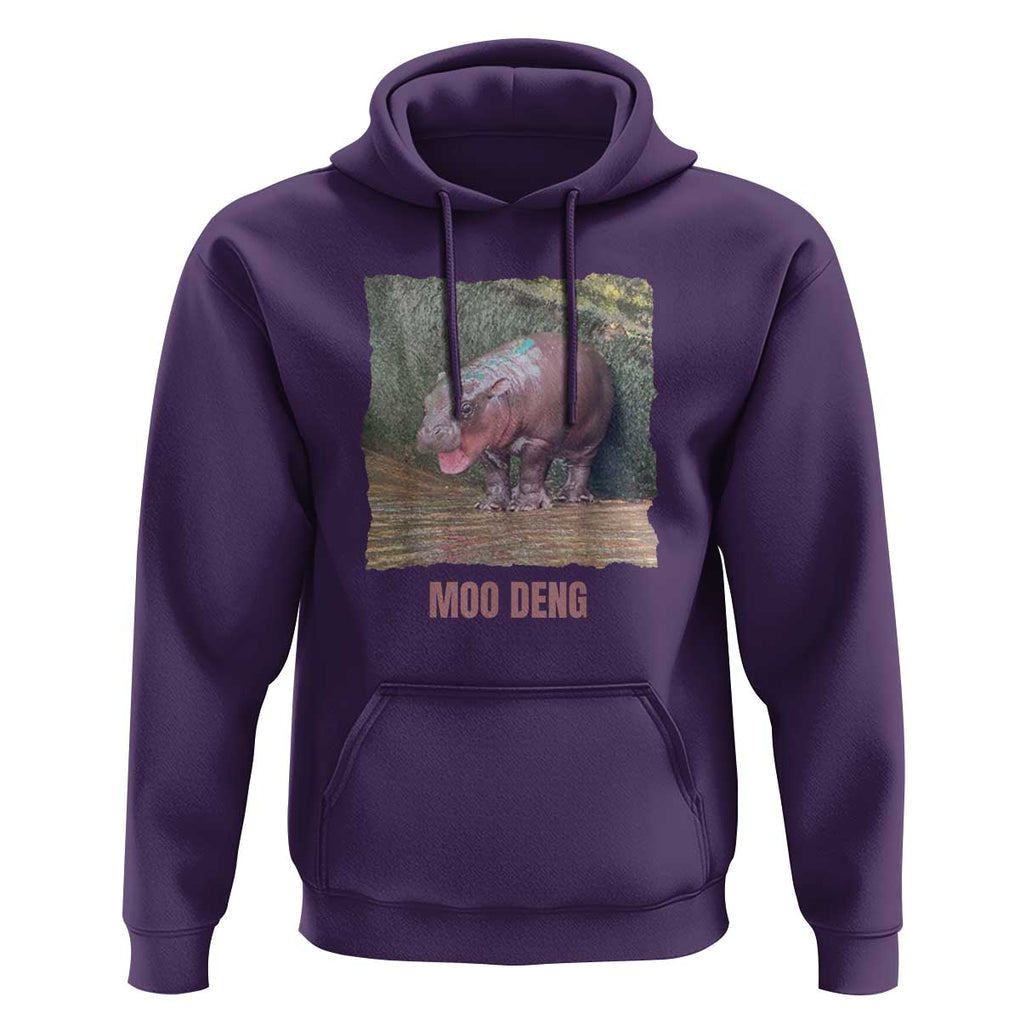 Baby Hippo Moo Deng Hoodie Cute Pygmy Hippopotamus In Thai TS02 Purple Print Your Wear