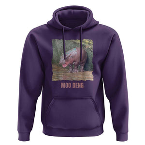 Baby Hippo Moo Deng Hoodie Cute Pygmy Hippopotamus In Thai TS02 Purple Print Your Wear