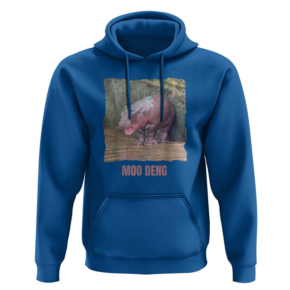Baby Hippo Moo Deng Hoodie Cute Pygmy Hippopotamus In Thai TS02 Royal Blue Print Your Wear
