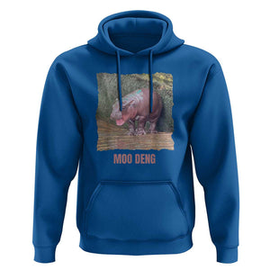 Baby Hippo Moo Deng Hoodie Cute Pygmy Hippopotamus In Thai TS02 Royal Blue Print Your Wear
