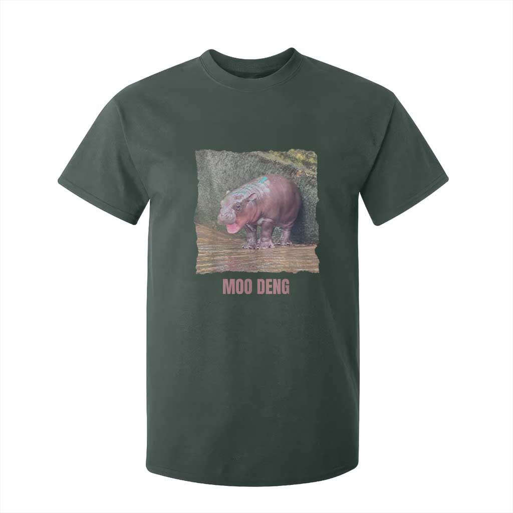 Baby Hippo Moo Deng T Shirt For Kid Cute Pygmy Hippopotamus In Thai TS02 Dark Forest Green Print Your Wear