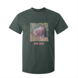 Baby Hippo Moo Deng T Shirt For Kid Cute Pygmy Hippopotamus In Thai TS02 Dark Forest Green Print Your Wear