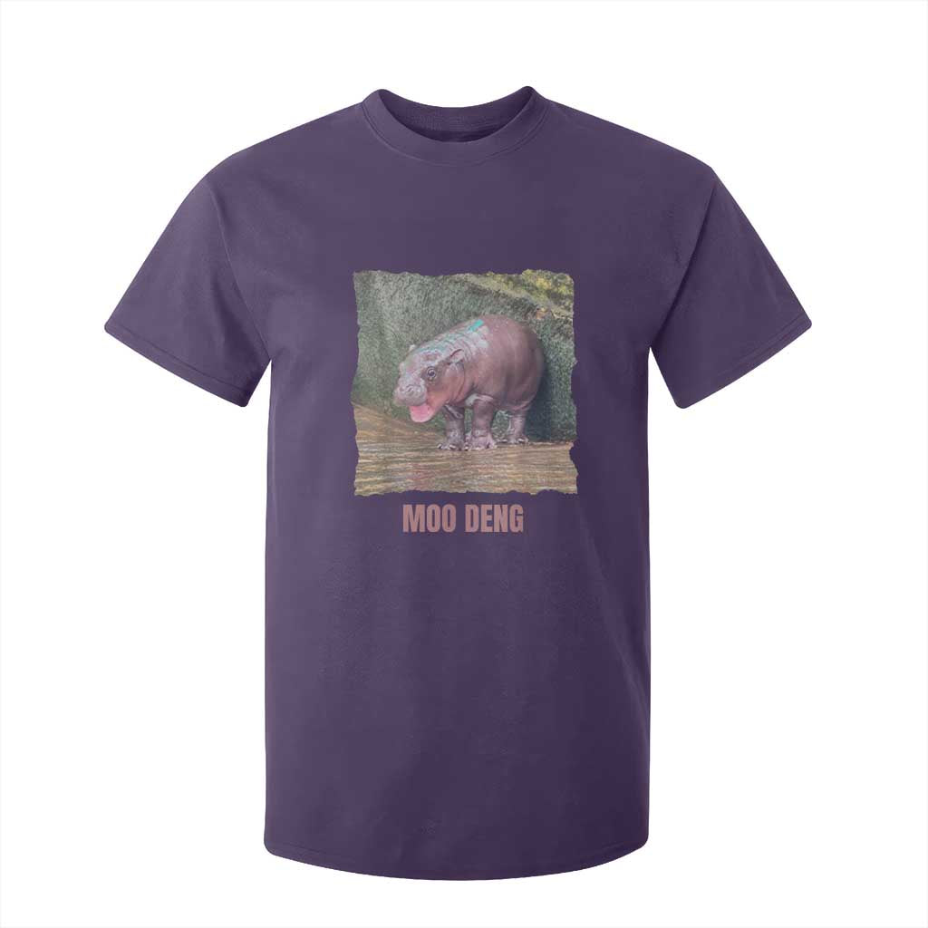 Baby Hippo Moo Deng T Shirt For Kid Cute Pygmy Hippopotamus In Thai TS02 Purple Print Your Wear