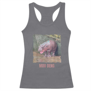 Baby Hippo Moo Deng Racerback Tank Top Cute Pygmy Hippopotamus In Thai TS02 Charcoal Print Your Wear