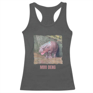 Baby Hippo Moo Deng Racerback Tank Top Cute Pygmy Hippopotamus In Thai TS02 Dark Heather Print Your Wear