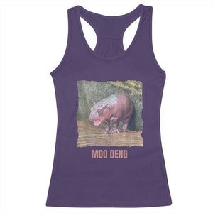 Baby Hippo Moo Deng Racerback Tank Top Cute Pygmy Hippopotamus In Thai TS02 Purple Print Your Wear