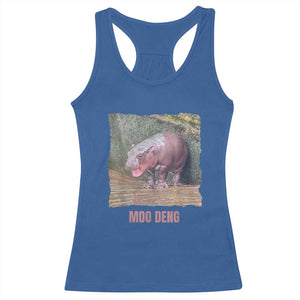 Baby Hippo Moo Deng Racerback Tank Top Cute Pygmy Hippopotamus In Thai TS02 Royal Blue Print Your Wear