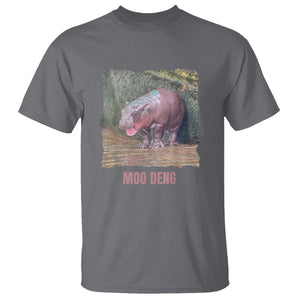 Baby Hippo Moo Deng T Shirt Cute Pygmy Hippopotamus In Thai TS02 Charcoal Print Your Wear