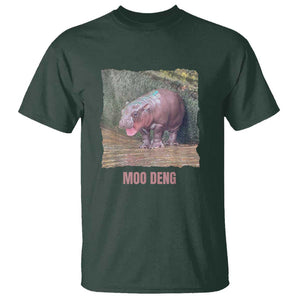 Baby Hippo Moo Deng T Shirt Cute Pygmy Hippopotamus In Thai TS02 Dark Forest Green Print Your Wear