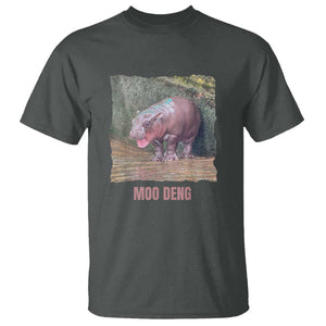 Baby Hippo Moo Deng T Shirt Cute Pygmy Hippopotamus In Thai TS02 Dark Heather Print Your Wear